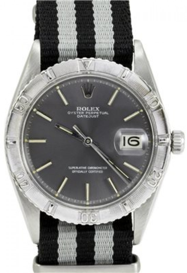 Rolex 1625 White Gold & Steel on Strap Gray with Luminous Index